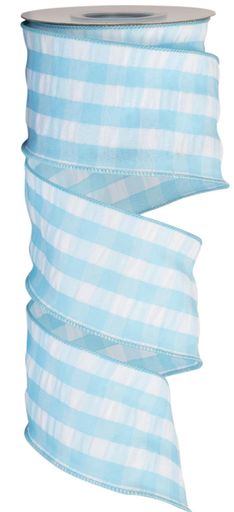 【Tekdeere】バブルチェックリボン幅63mmX9Mワイヤー入り(ターコイズ/ホワイト)ギフト包装・クラフト・..