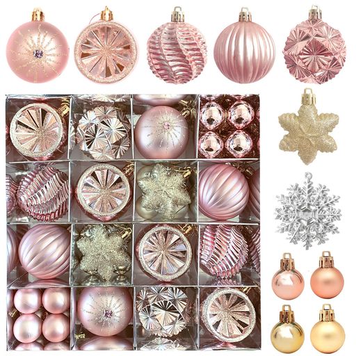 Hanakazeクリスマスオーナメント飾り飛散防止事前に張られた豪華40個入り北欧風クリスマスボールセット..