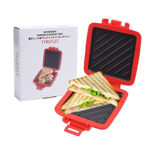 電子レンジホットサンドメーカー耐熱シリコンケース先進的な熱波技術こびりつきにくいプレート清掃が容易ですトースト、サンドイッチ、パン、ミートパテを作ることができます。レッド