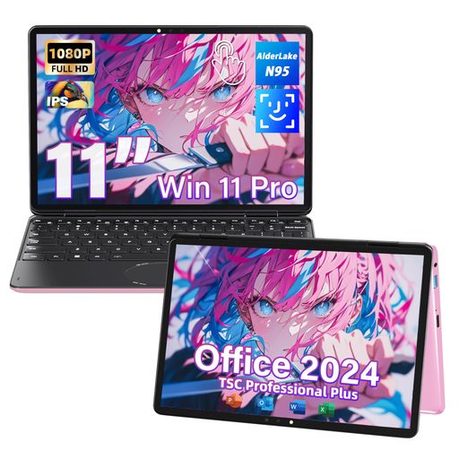 2in1ノートパソコンタッチパネル 360°回転・10.95インチ Win11 Pro・Office 2024搭載初期設定不要 LPDDR4 16GB RAM/高速SSD 512GB/Alder Lake-N95 (最大3.4 GHz) 4コア 軽量