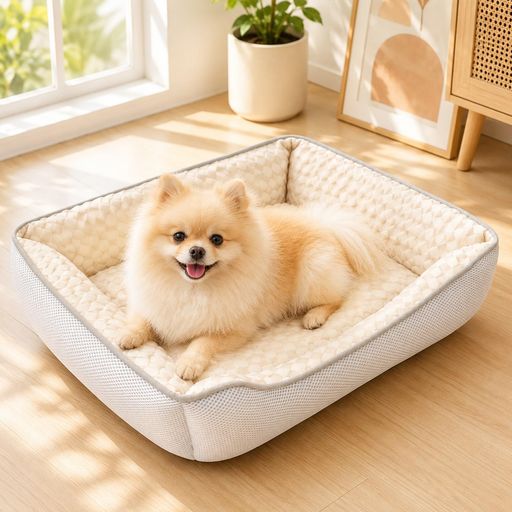 Peto-Raifuペットベッド犬猫ベッド夏ひんやり冷感洗える3D通気性優れ犬夏用ベッド夏用ペットクッション犬用ベッド猫用ベッド冷感ベッドふわふわペットソファー暑さ対策外径約60x50x15cm菱…