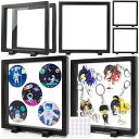 COZENREラバーストラップアクリルキーホルダー収納ディスプレイスタンド-7個セット缶バッジ展示耐久性おしゃれディスプレイケース取り外せる台座アクリルキーホルダー透明度鑑賞に最適…