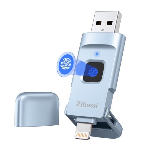 ZIBASSI【MFI認証取得 指紋認証】IPHONE用USBメモリ指紋認証 USBメモリ128GB PHONE外付けメモリ PHONE データ移行 USB IPHONE/IPAD/PC/ANDROID/MAC兼用 タイプC USBメモリ