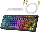 MAGIC-REFINER MK 32機械ゲームキーボード、75%有線透明キーボード、APEX PRO TKLキーボードホットスワップ82キー、コイル付きUSB-Cケーブルと音量つまみ、PC/MAC、日本語説明書 2IN1 (BLACK)(2)