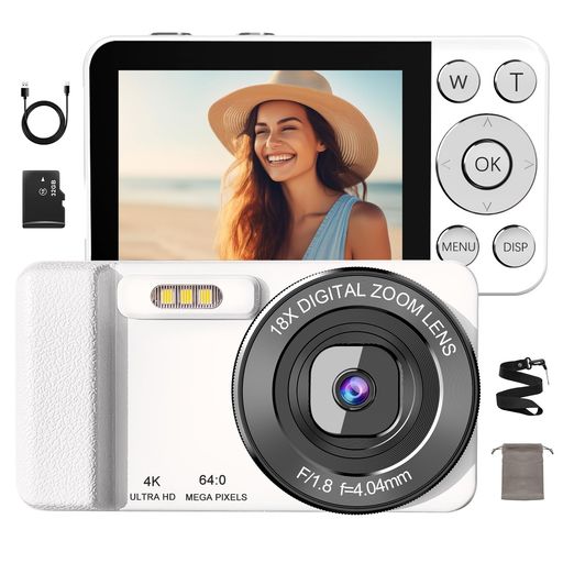 【2025年新モデル-初心者向け】デジタルカメラ4Kデジカメ6400万画素2.8インチ大画面タイムラプス録画自..