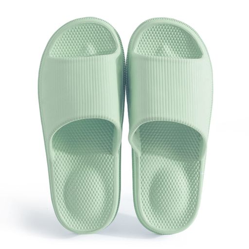 [キューエスキロ]抗菌防臭素材スリッパサンダルルームシューズマッサージ機能通気衛生超軽量静音滑り止めお風呂/室内/トイレ/来客用男女兼用グリーンM