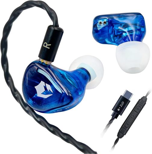 EPZ G10 ゲーミング IEM 有線イヤホン HiFi 10mm LCP ダイナミックドライバー インイヤーモニター 0.78mm 2 ピン着脱式ケーブル EQ 調整可能 マイク付きゲーミングイヤホン 音楽/ゲーム兼用 (Type-C …