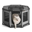 FEANDREAペットサークル八角形PVCフレーム頑丈安定変形しない耐久性犬サークルメッシュサークル通気性防水分娩室室内用屋根付き犬ゲージPDC002G01