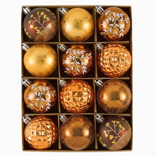 ValeryMadelynクリスマスオーナメント北欧風6cm12個入り森のコッパーコッパー色飾りツリー飾り飾り付け装飾クリスマスボールオーナメントゴールドおしゃ...