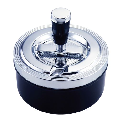 ペンギンライター灰皿卓上蓋付きおしゃれ大きい大容量直径11.2cm喫煙所クロームライン2PA回転灰皿中シ..