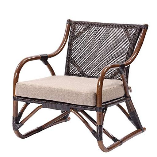 サンフラワーラタンリクライニングチェアブラウン幅56x奥行き70x高さ67cmラタンパーソナルチェアC201KA