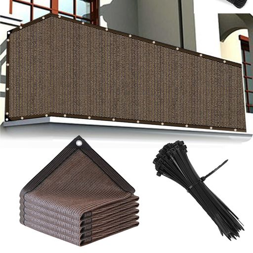 solaayベランダ目隠しシェード1x5mプライバシー保護目隠しシートあんず色目隠しシェードベランダ用日よけ紫外線対策ベランダ目隠しシート風通しバルコニーキャンプ庭玄関天井ウッドデ…