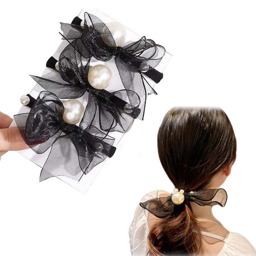 Liroyalヘアゴムパール(3個セット)真珠のシュシュヘアアクセサリーパールゴムジャージヘアゴム跡がつかない痛くない女の子通勤入学式記念撮影パーティー結婚式ブ...
