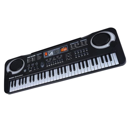 61キー電子デジタルキーボードピアノ マイク付き 16音色 8打楽器 子供用 10リズム(2)