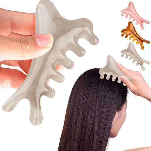 かっさプレート顔ボディ用4in1多機能頭皮マッサージ自宅エステツボ押し首肩こり肩凝り足裏軽量樹脂製小..