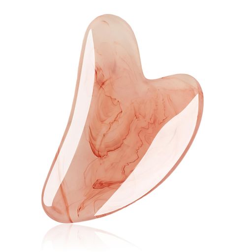 BLOOPICカッサ顔マッサージかっさプレートくし型顔用リリース頭皮マッサージマッサージツボ押し顎ラインの改善目の周り鼻琥珀ピンク色(ハート型)