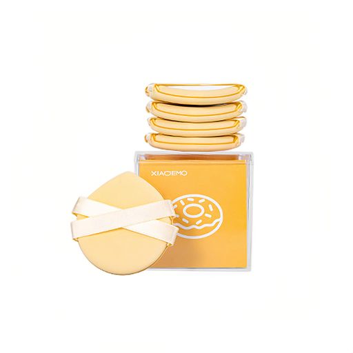 aopokaパウダーパフ5個入クッションファンデパフメイクスポンジリキッドファンデパフ円形超柔らかい乾湿両用携帯ケース付きプロ仕様メイク道具(イェロー)