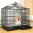 ペットケージ折り畳み式持ち手付き猫ケージ犬ケージ小中型犬用猫小屋持ち運び可能トレー付き屋内用室内用工具不要簡易ケージ犬小屋サークル(70CMX50CMX60CM...