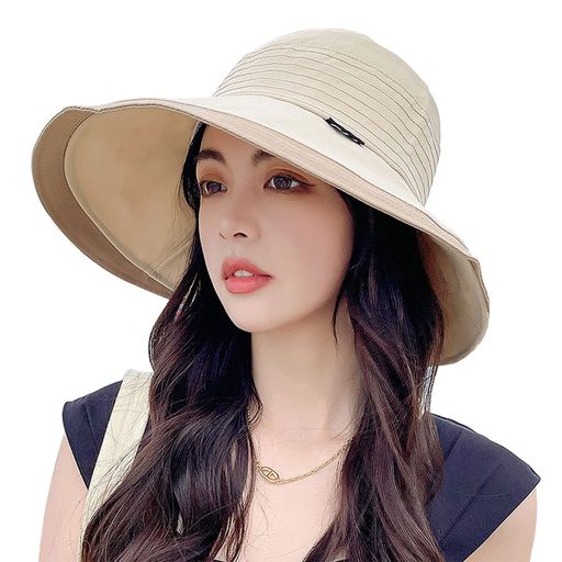 [ARSZHORSVS]UVカット帽子レディース紫外線対策つば広小顔効果あご紐付き通気日よけ携帯便利サイズ調節折りたたみ美しいシルエット女優帽アウトドア自転車旅行用春夏スカラハット(クリー…