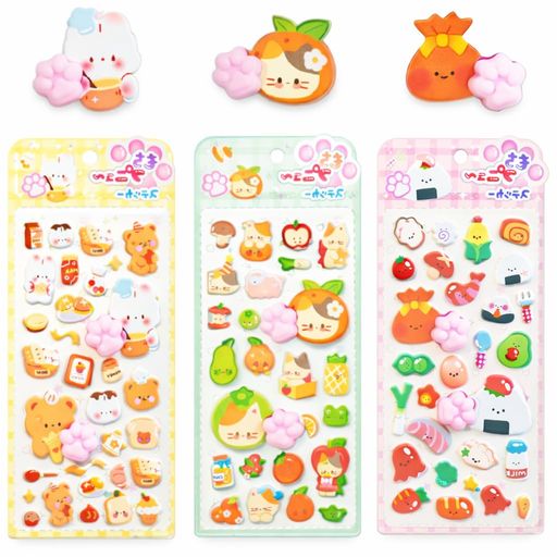 RichPeach3Dおしりシール立体シールぷくぷく3枚セット可愛い立体動物デザインごほうびシールスマホ用飾りDIY用手帳用貼り付け可能手芸用品デコシールキラキラな子供女の子贈り物