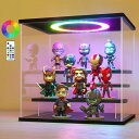 OTAKUフィギュアケースアクリル展示ケース七色流れる光LED照明扉付きコレクションケース防塵組み立て式人形ケースフィギュア収納用手袋/専用クロス付属(黒色、4段棚30X22.5X28CM)