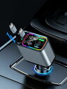 【巻き取り式】4台同時145W車充電器シガーソケットUSB-C4IN1カーチャージャーシュガーソケット巻き取り式ケーブル車載充電器2本TYPE-CカラーLED付き電圧計を搭載対応IPHONE16/15/14/13/12