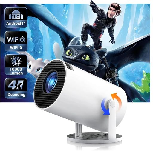【180°回転 & ANDROID TV】 プロジェクター 天井投影 小型 家庭用 自動台形補正 360ANSI 1080P 5G WI-FI 対応 BLUETOOTH 5.2 プロジェクター 天井 4Kビデオに適応