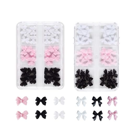 Yuzhiyeネイルパーツリボン立体60個セット3d蝶結び大きめ可愛いジュエリーパーツデコパーツ手芸ハンド..