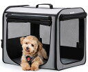 Pecuteペットソフトクレートケージ猫犬用折りたたみ犬用クレート通気性ペット輸送ボックス車用犬ケージカーテン付きポータブルハンドル付きお出かけ旅行病院避難用小...