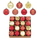 ValeryMadelynクリスマスオーナメント北欧風6cm16個入りレッドゴールド赤赤金クリスマス飾り装飾飾り付けボールオーナメントおしゃれゴージャス