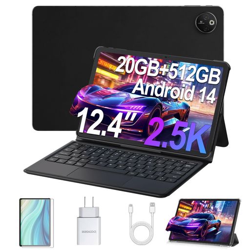 【ANDROID 14 タブレット 付属キーボード】DOOGEE T30 MAX 2IN1 タブレット 12インチ ANDROID タブレット 20GB+512GB (2TB TF 拡張) G99 タブレット 8コア CPU 2.2GHZ、