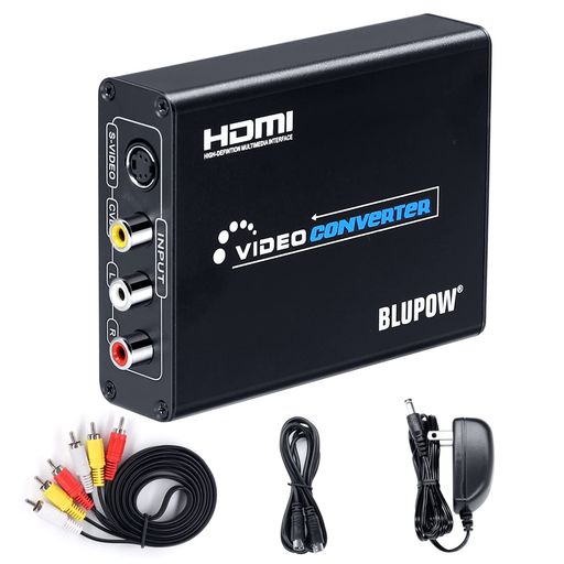BLUPOW ݥå/Sü TO HDMI Ѵ 1080Pб COMPOSITE 3RCA AV/S-VIDEO TO HDM...