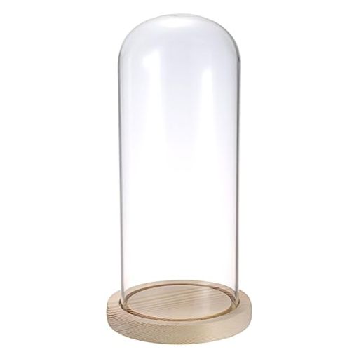 Sumnacon透明ガラスドームコレクションケースガラスディスプレイケース木製ベースガラスカバー透明なデ..