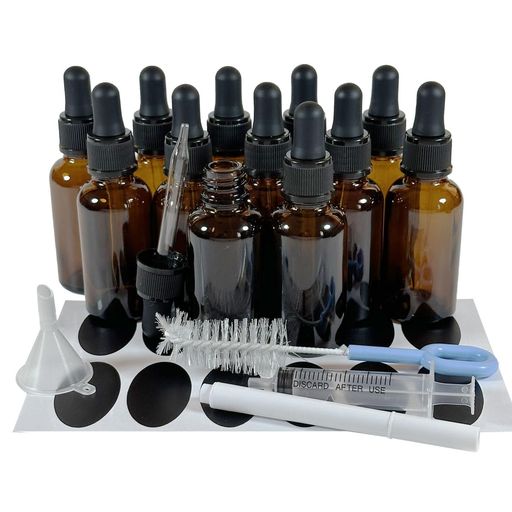 PIPIBA(12個入り)30mlスポイトボトルガラス製遮光瓶アロマオイル瓶エッセンシャルオイルボトルピペットボトルドロッパーボトル香水瓶(茶色)