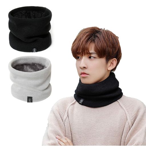 [SuJiac]ネックウォーマーマフラースヌード秋冬保温防風メンズレディース裏ボアニットスヌード柔らかい..