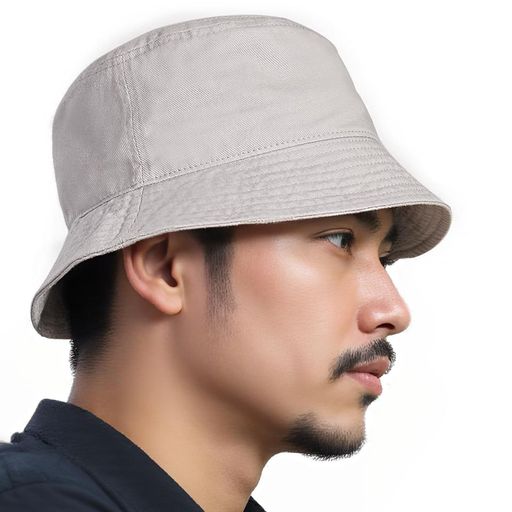 [TWOQUILL]バケットハットメンズコットン大きいサイズ深めUPF50+軽量無地小顔通気速乾日焼け防止サファリハット男女兼用バケハ春夏秋(HT01-グレー)