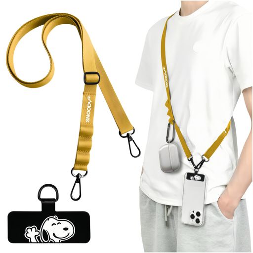 [Raineed]おしゃれな犬携帯ストラップスマホショルダースマホストラップネックストラップ首掛けスマホ斜めがけ肩掛けショルダーストラップ軽量耐久性ネックストラップ落下防止(イエロー)