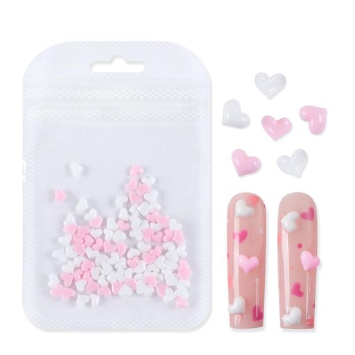 YFFSFDCネイルパーツハート型ネイルデコパーツレジン3D立体大容量5mm*4mm2色約100個セット