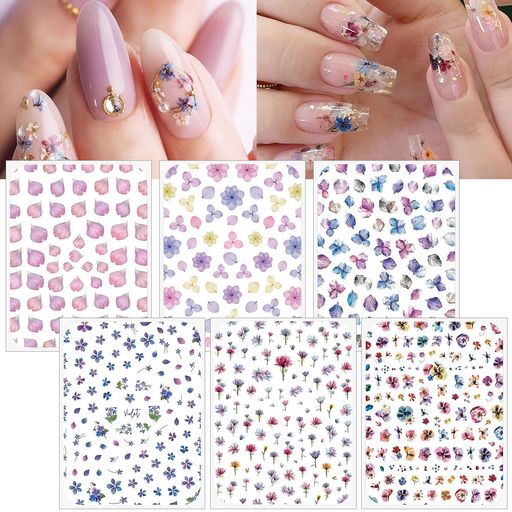 CHISAFLYネイルシール花紫陽花アジサイネイルステッカー花びら花柄梅雨夏パープル系DIY6枚セット