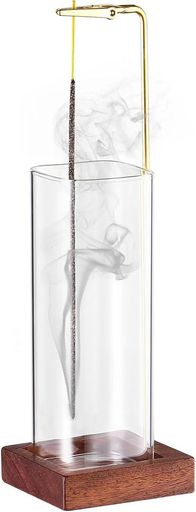 【パッケージ内容】ガラス製灰受け、真鍮製サポートロッド、木製ベース。 【灰防止設計】当社の香炉は逆さまに吊るすように設計されており、厚くて背の高いガラスボトルは風の吹き付けを気にせずに灰を集めることができます。この香炉は、すっきりとしたデス...