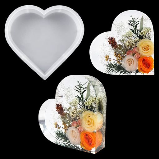 FineInno幾何学標本標本形アロマストーン5種類長方形正方形六角形ハート形円形丸形シリコンモールドUVレジン型DIY収納用透かし手作り(ハート形)