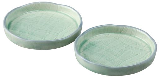 Rakuten - 万古焼麺の器丸ヤクミ皿2枚セット青磁104-10873