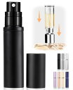AlxMuNaoアトマイザー香水【5ml・ワンタッチ補充・携帯用】底部充填詰め替え簡単漏れない持ち運び便利コンパクトデザイン小分けボトル旅行デート仕事男女兼用(黒)