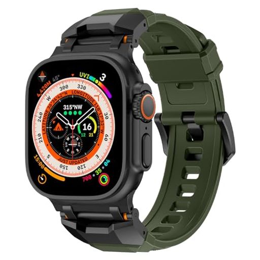 BinGeLiコンパチブルAppleWatchバンド49mm45mm44mm42mmアップルウォッチスポーツバンドゴム交換用ベルト耐衝撃防水防汗メンズWatch...