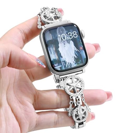 [SIBOYL] ドリームキャッチャーのデザインバンド対応APPLE WATCH バンド41MM 40MM 38MM 42MM(SERIES10)、古代の伝説からのロマン、コンパチブルアップルウォッチ バンド レディース、可愛い金属IWATCH