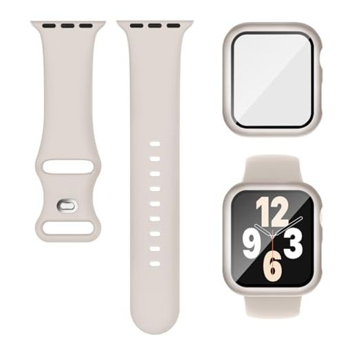 [KNOSSEN] コンパチブル APPLE WATCHと互換性のあるバンド シリコン製 アップルウォッチ用バンド 保護カバー付き アップルウォッチ向けのスポーツバンド 互換用のAPPLE WATCH バンドとケース 一体型 耐衝撃 全面保護 装着簡単