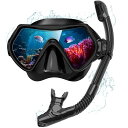 【2点セット】Findwayマスク&スノーケルセット大人シュノーケリングセットシュノーケル大人曇り止め&UVカット強化ガラスシリコン製耐衝撃超コスパ装着簡単高透過率高密着性ダイビングマ…
