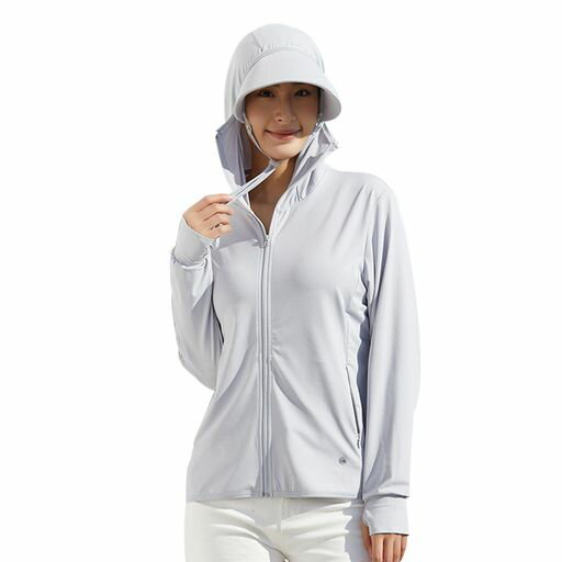 乐天商城 - [Soulhapee]ラッシュガードレディースuvカットパーカー涼しい日焼け防止夏用長袖ラッシュパーカー接触冷感通気性UPF50+アウター夏フード付き紫外線対策