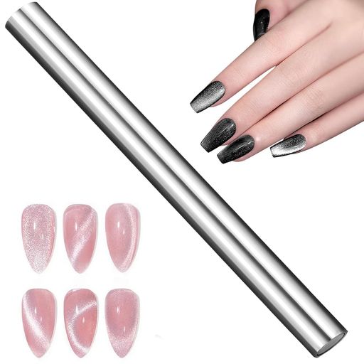 ネイルアートマグネットキャッツア磁石ネイルアートツール円筒形磁気ワンドツール多用途ネイルアートデザイン自己使用スタジオDIYシルバー猫目効果