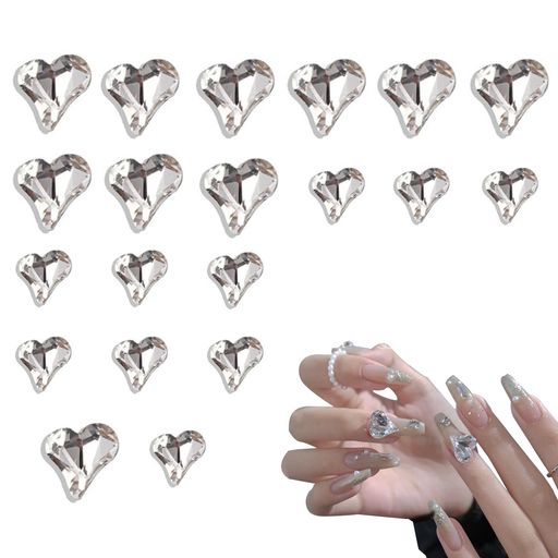 FineGoodネイルパーツハー大きい(2種類30個セット)立体光沢のあるネイルストーンハートネイルストーン..